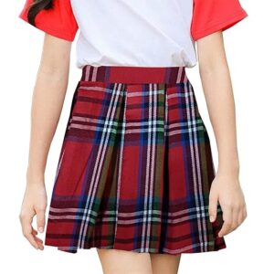 La Festiya Cotton High Waist Check Pattern Pleated Short, Flared Skirt for Baby Girls, Kid